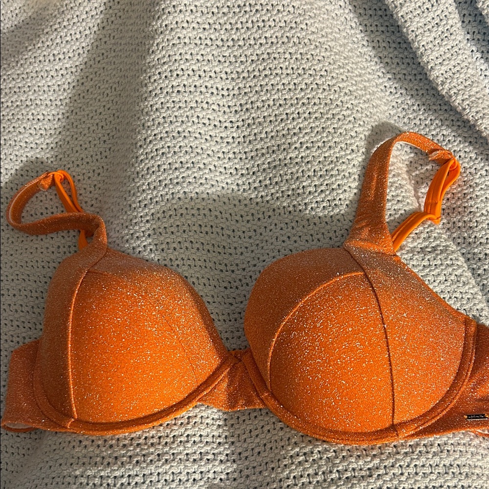 Victoria's Secret Glittering Orange Bikini Top